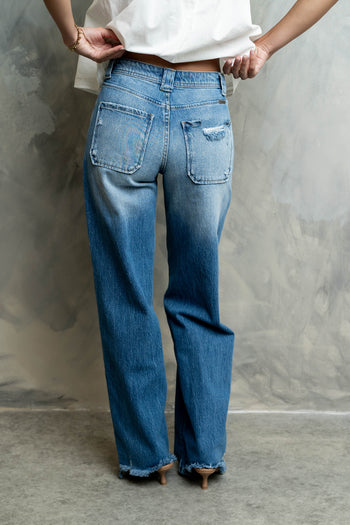 Pria Distressed Wide Leg Jeans