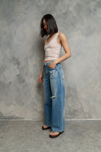Mossie Distressed Wide Leg Jeans