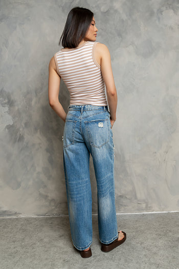 Mossie Distressed Wide Leg Jeans