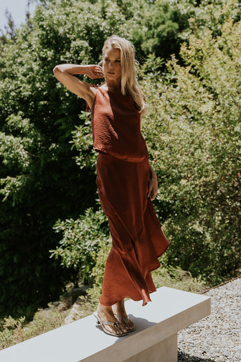 Jamey Satin Ruffle Maxi Skirt