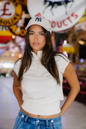 Miriam Mock Neck Top in Ivory