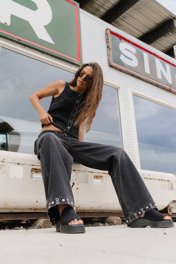 Delora Studded Wide Leg Jeans